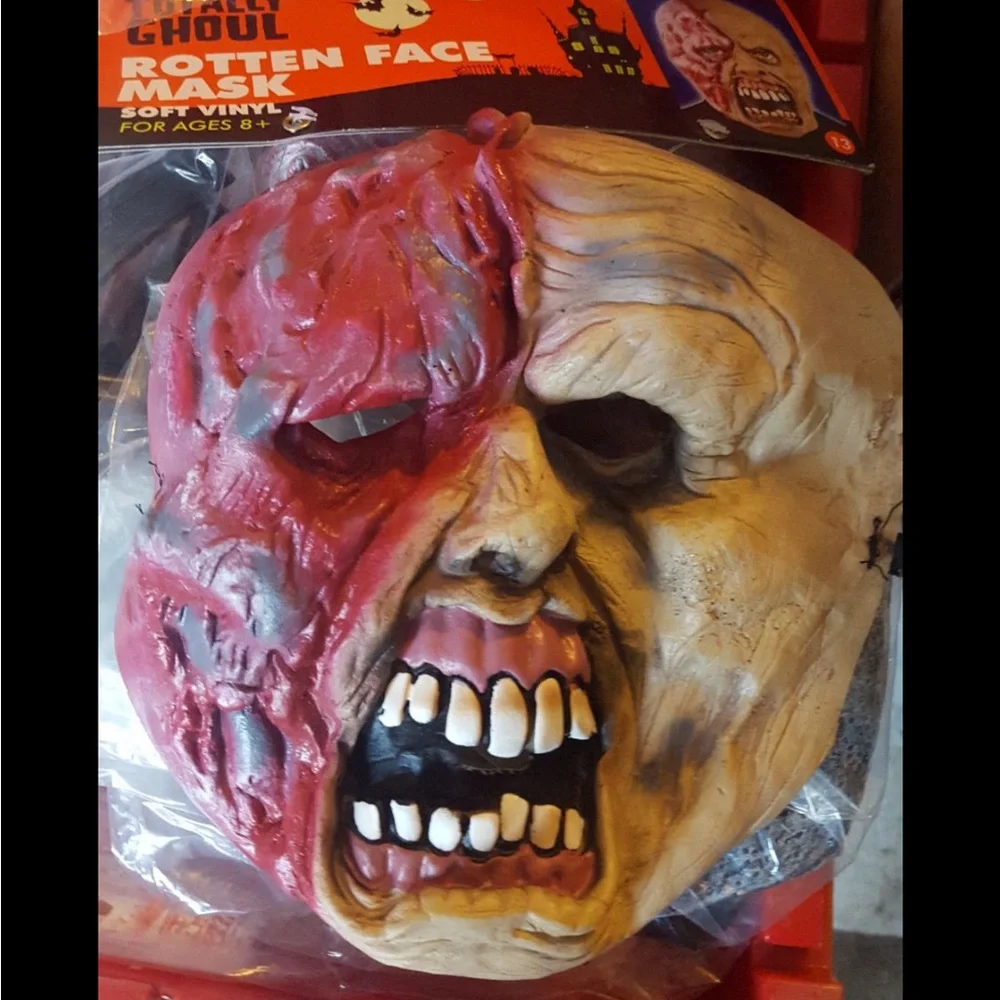 Two-Tone Horror Mask Rotten face mask soft vinyl ages 8+ new